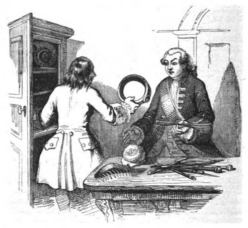 [Gulliver holds up the Queen of Brobdingnag’s ring, showing it to the captain of the ship that rescued him]