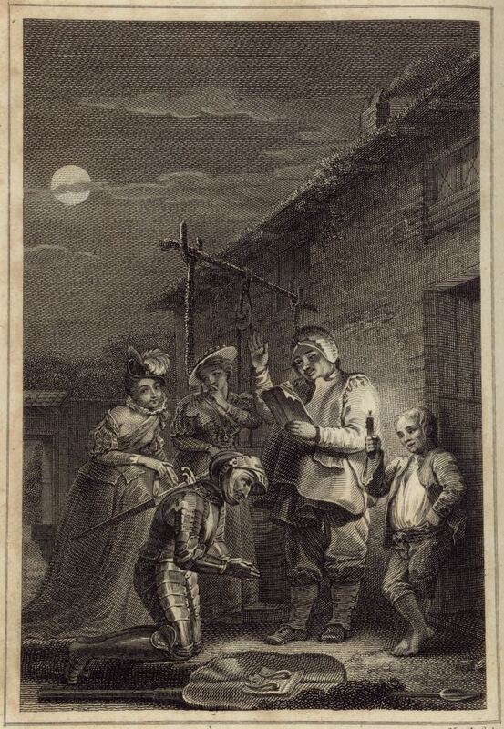 Don Quixote knighted by the Inn-keeper
