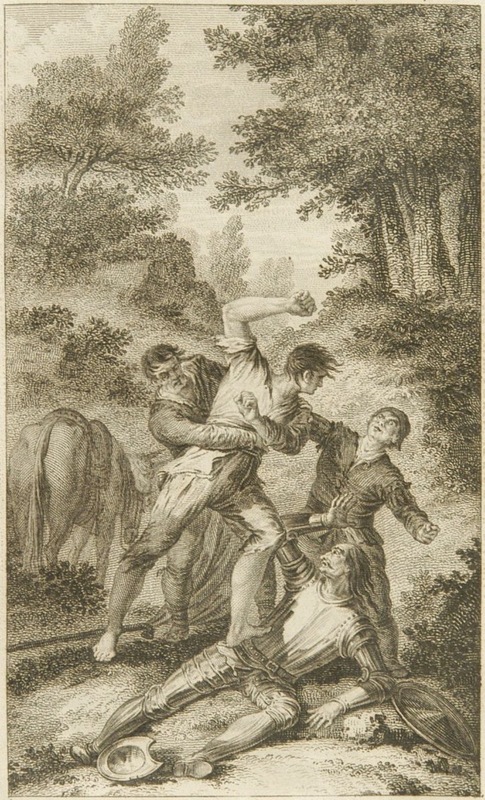 [Cardenio beats Don Quixote and Sancho Panza]