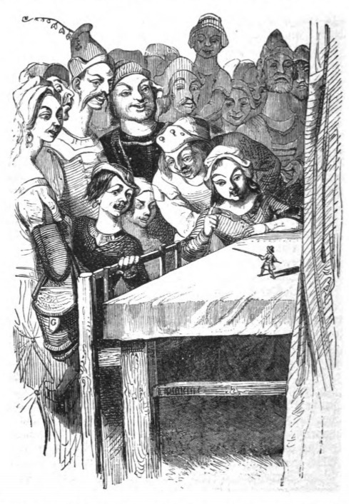 [Gulliver performs for a crowd on Brobdingnag]