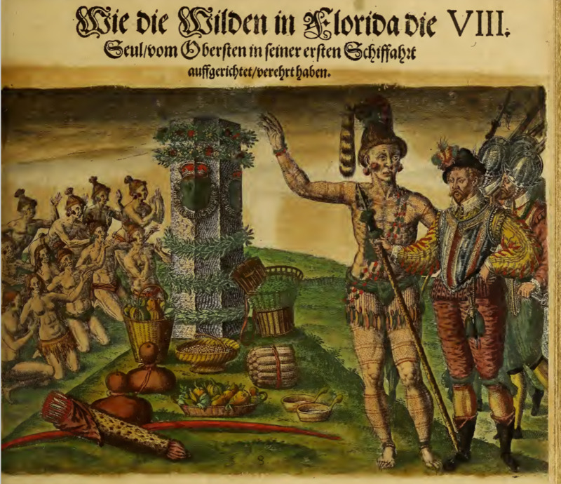 Wie die Wilden in Florida die Seul, vom Obersten in seiner ersten Schiffahrt aussgerichtet, verehrt haben. VIII.