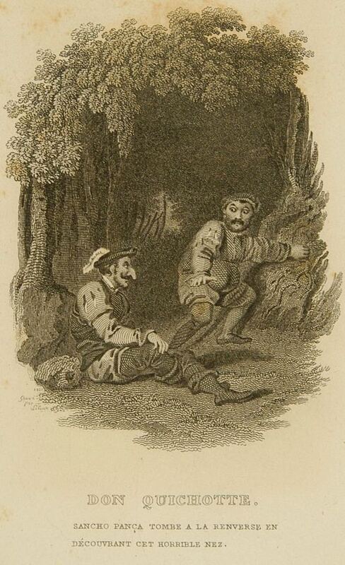 Sancho Pança tombe a la renverse en découvrant cet horrible nez