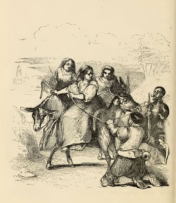 Sancho Panza Grabs the Country Girl's Halter and Introduces Himself to her Pretending that she is Dulcinea to Fool his Master