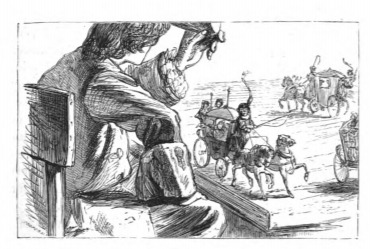 [Gulliver raises his hat as the Emperor’s carriage drives away]
