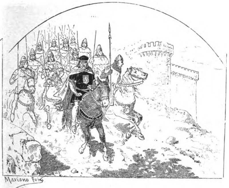 [The Cid marching into battle with his troops]