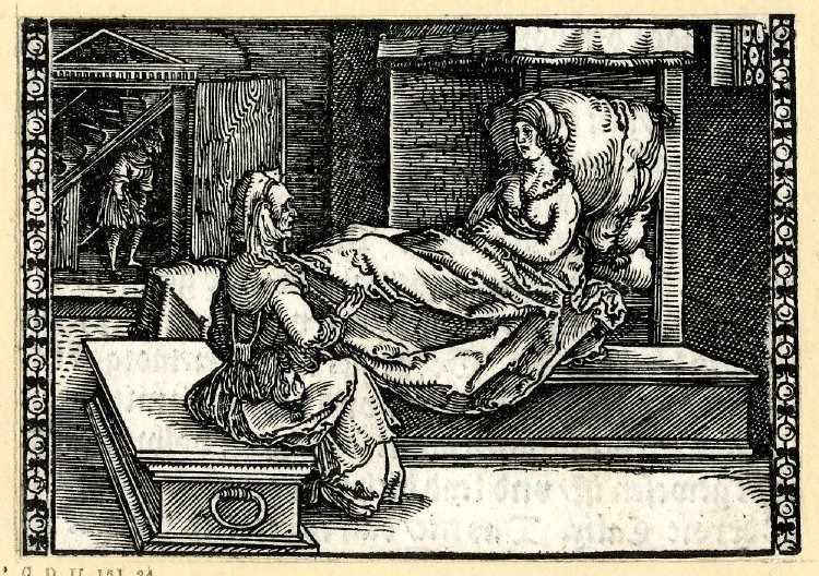 [Act VII – Celestina Talking with Areusa While Pármeno Waits by the Stairs]