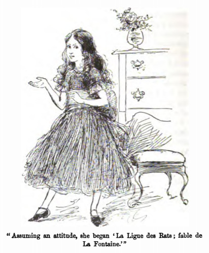 “Assuming an attitude, she began 'La Lingue des Rats; fable de la Fontaine'.”