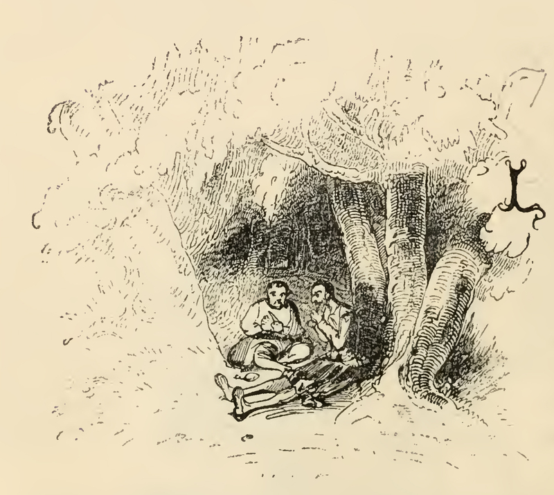 [Don Quixote and Sancho Panza Pass the Night Beneath Trees]