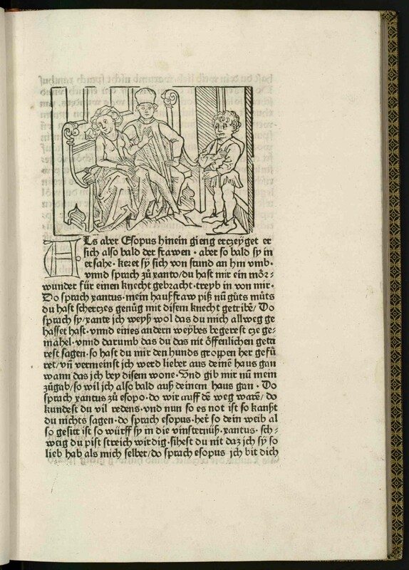 Vita et Fabulae [A smartly dressed man and woman converse while another man stands and listens]