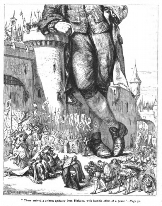 There arrived a solemn embassy from Blefuscu, with humble offers of a peace. - Page 51