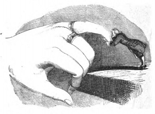 [Gulliver kisses the Queen of Brobdingnag’s finger]