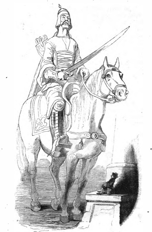 [A member of the cavalry on Brobdingnag]