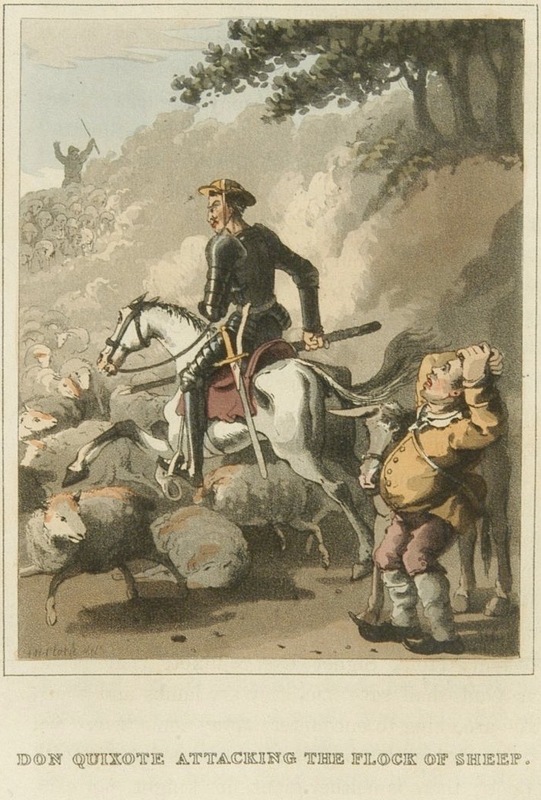 Don Quixote attacking the flock of sheep