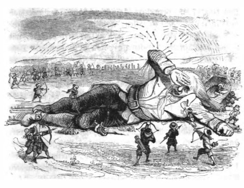 [The Lilliputians attack Gulliver]