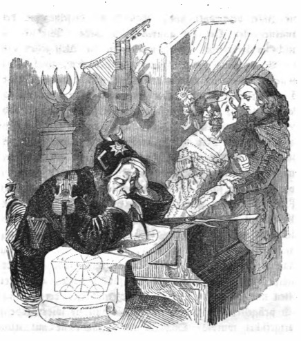 [a Laputan woman has an affair, while her husband is too wrapped up in his studies to notice]