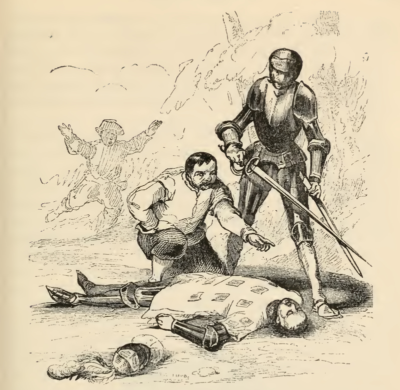[Quixote and Sancho Stand Over the Knight of the Mirrors who Shares the Same Face as Sampson Carrasco]