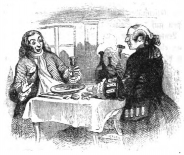 [Gulliver eats with the Captain of the ship]