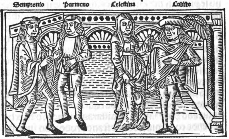 [Act VI - Celestina Delivers the News and Girdle to Calisto, While Sempronio Chastises Pármeno for Chiding Them]