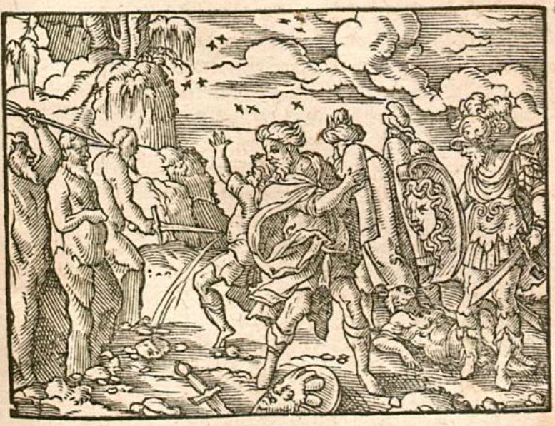 Phineus mit seinen Verwandten in Stein
