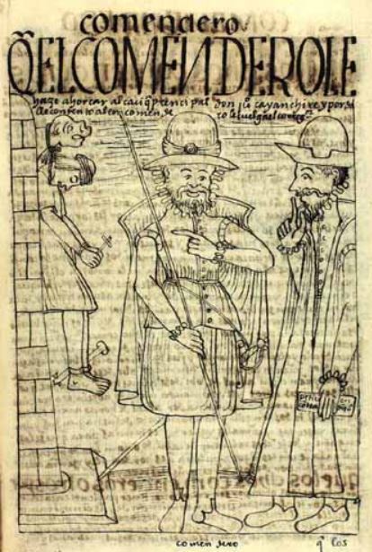 Q[ve] El Comendero Le Haze Ahorcar Al Cacique Prencipal don Juan Cayan Chire y por Dalle Contento al Encomendero le Cuelga el Corregidor