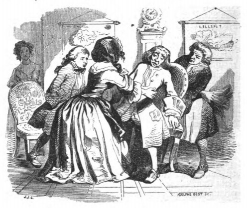 [Gulliver returns home to his family in England]