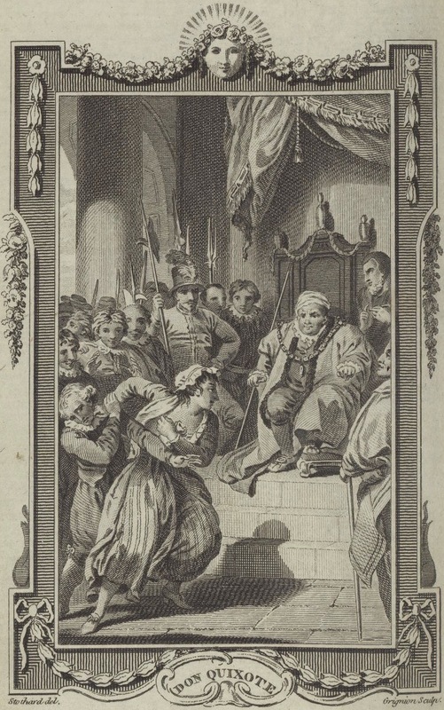 [Sancho Panza as judge at Barataria Island]