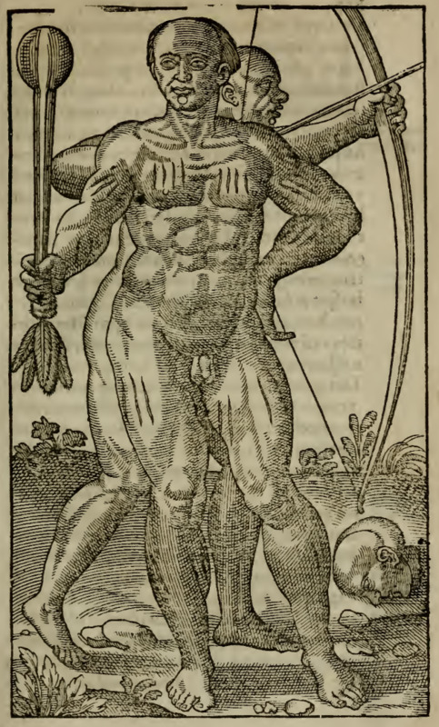 [Two Tupinambá men with weapons]