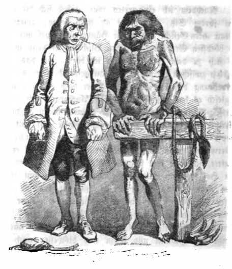 [Gulliver and a yahoo on the Country of the Houyhnhnms]