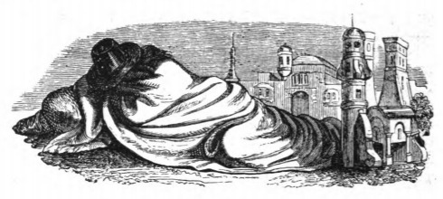 [Gulliver sleeps outside the city on Blefuscu]
