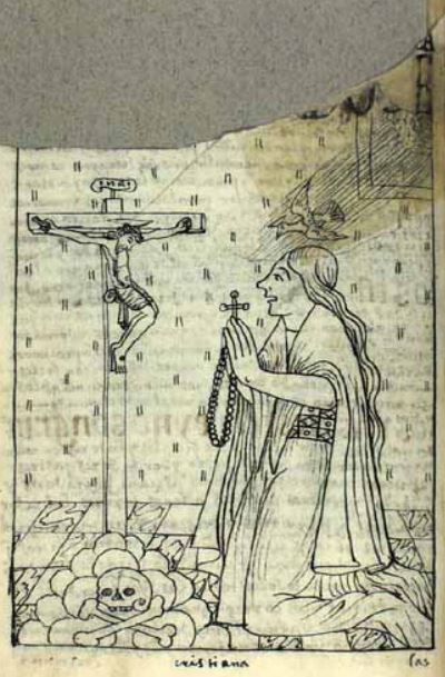 [A Native Christian Woman Praying Before a Crucifix]