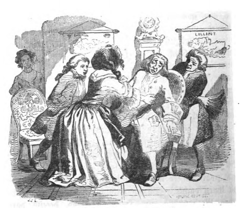 [Gulliver is reunited with his family in England]