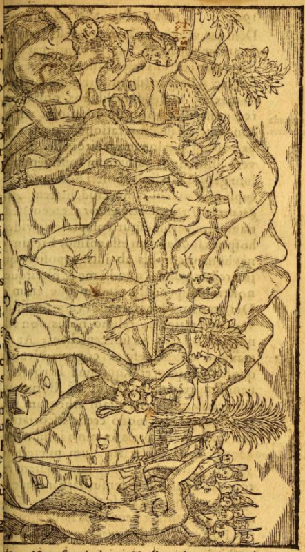 [A group of Tupinambá people take a man captive]