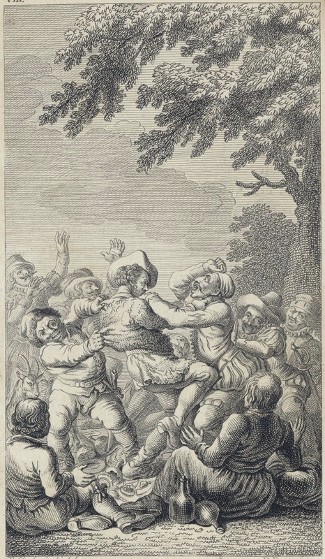 [Don Quixote fights the goatherd]