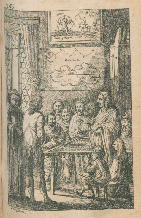 [Gulliver and the scientists on Laputa]