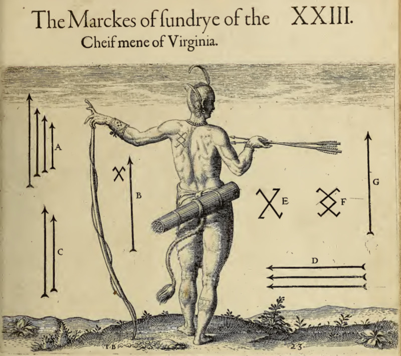 The Marckes of sundrye of the Chief mene of Virginia. XXIII.