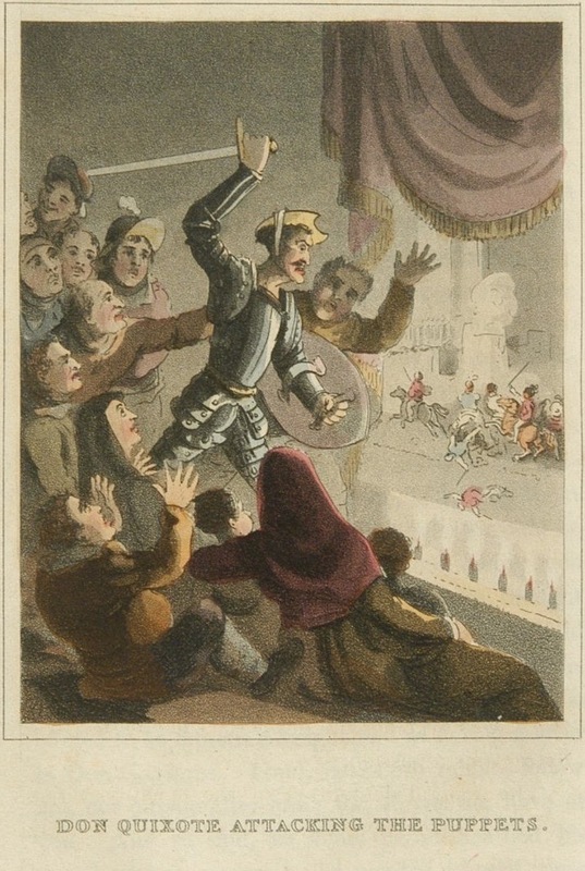 Don Quixote attacking the puppets