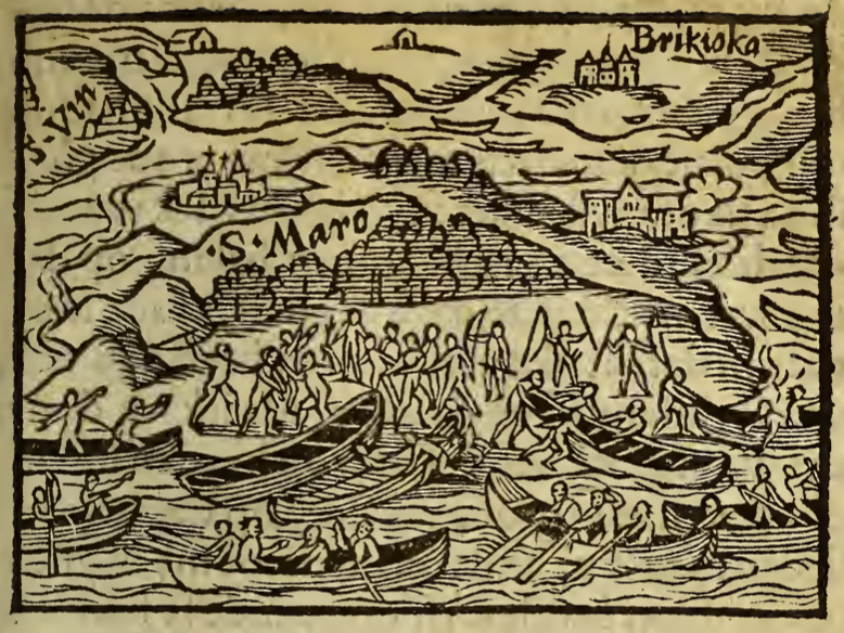 [A European man is captured by a group of Indigenous people]