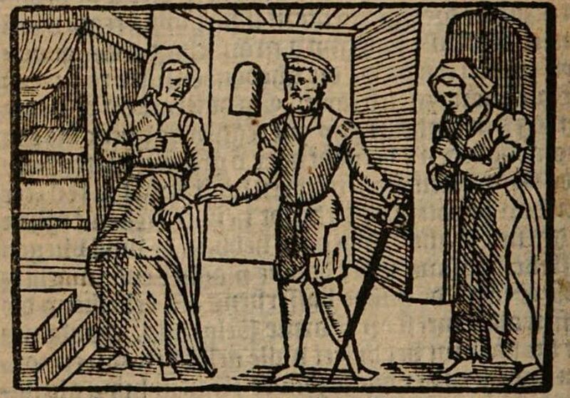[Act XII – Celestina Recoils from (Sempronio or Pármeno) While Elicia Watches from Behind]