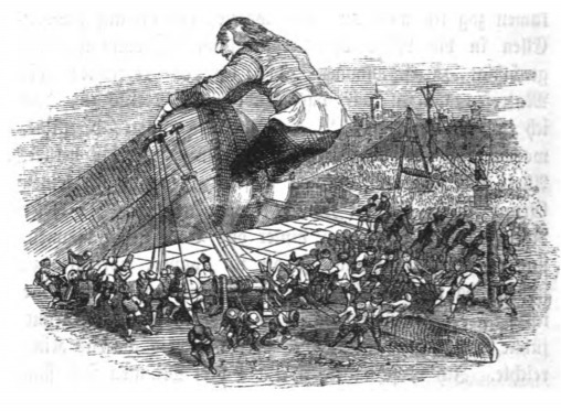 [Gulliver brings an abandoned boat onto Blefuscu]