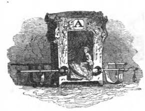 [A Lilliputian woman in a sedan chair]