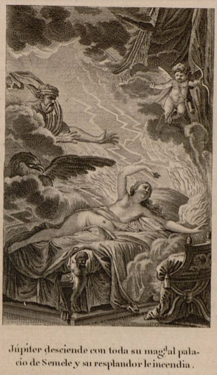 Jupiter desciende con toda su mag.dal palacio de Semele y su resplandor le incendia