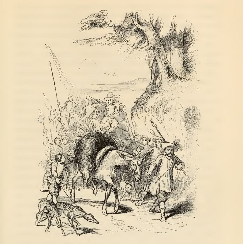 [The Hunted Boar of the Duke and Duchess is Carried to a Banquet]