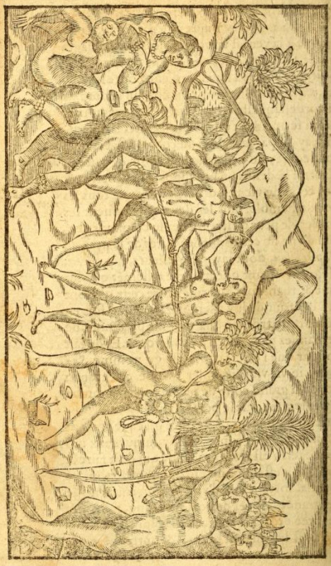 [A group of Tupinambá people take a man captive]