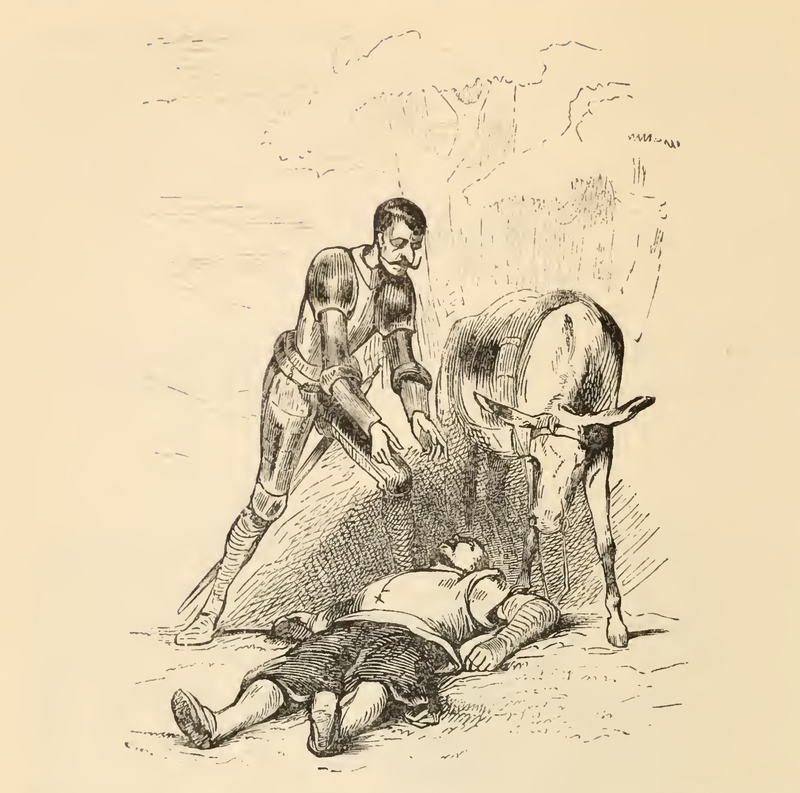 [Sancho Lies Bruised at Quixote's Feet]