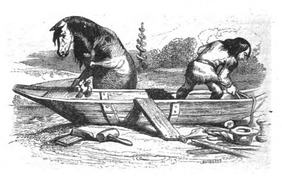 [Gulliver and the Sorrel Nag build a boat]