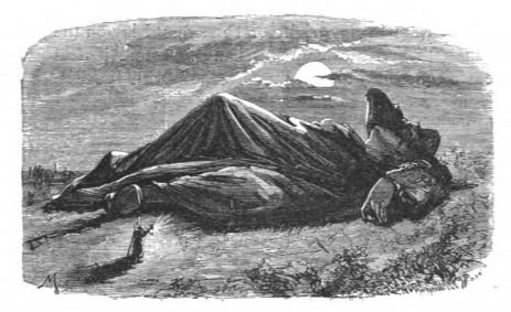 [Gulliver sleeps on the ground in Blefuscu]