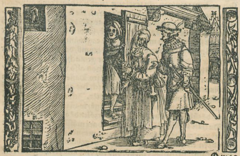 [Act V – Pármeno Opening the Door for Celestina and Sempronio]