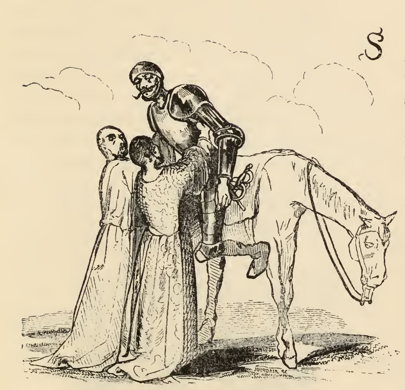 [Two Servants of the Duchess Help Quixote Off His Saddle]