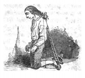 [Lilliputian tailors take measurements for Gulliver’s clothes]