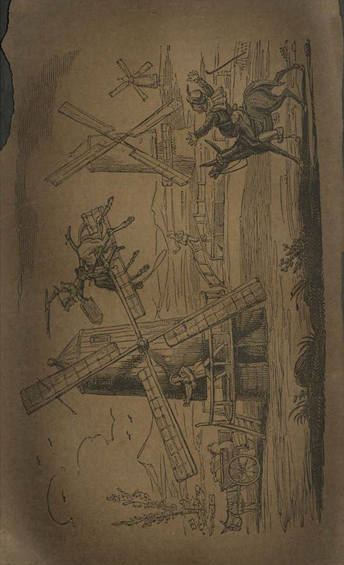 [Of How Don Quixote was Lifted by the Windmill Having Mistaken it for a Terrible Giant]